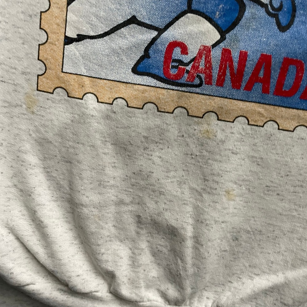 Vintage Air Mail Canada Stamp Sweatshirt Mens Large Grey 90s Impressions Canada - Picture 4 of 9